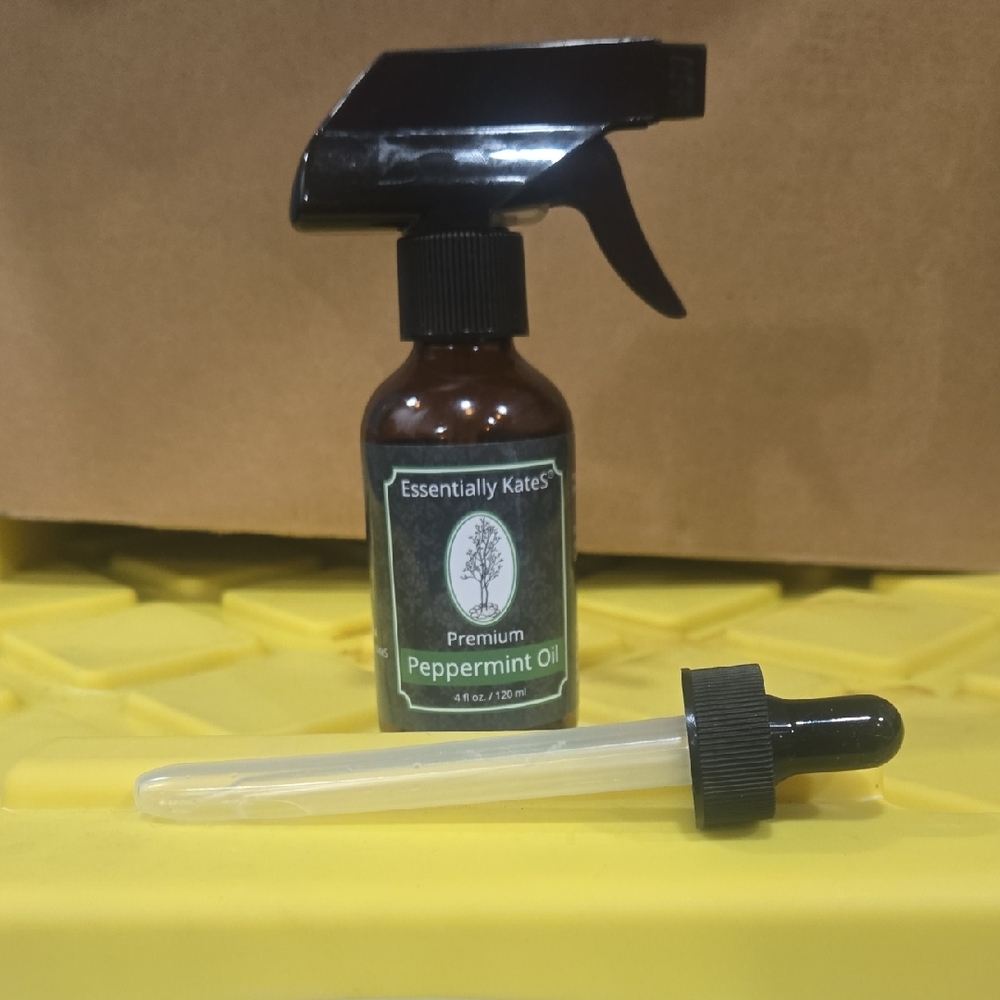 Premium Peppermint Oil Spray - Brown Bottle with Black Sprayer (EMPTY)